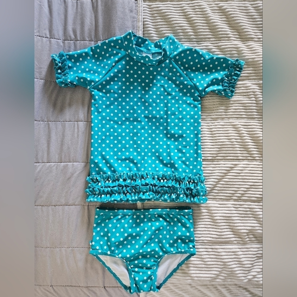 Ruffle Butts Girls Polka Dot Kids Swim Set Size 5